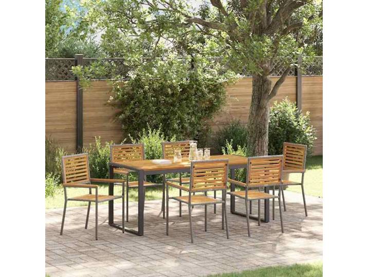 Ensemble table et chaises jardin - MAISON EXCLUSIVE - Moderne - Rectangulaire - Acacia massif - Résistant aux intempéries