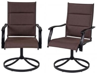 Costway Padded Patio Swivel Chairs Set of 2 Ergonomic Outdoor Dining Chairs with Breathable Fabric-Brown