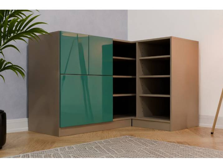 Eckregal nach Maß - RAL 6033 Minttürkis - B143xB50xH90cm - Individuell konfigurieren
