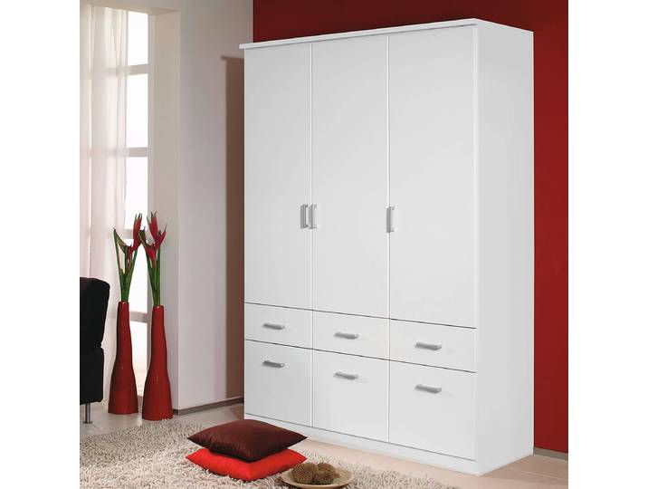 Drehtüren-/Kombischrank Bremen 181cm Weiß/Alpinweiß ohne Spiegeltür/-en