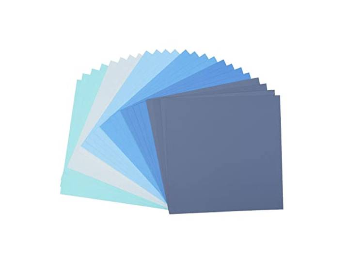 Vaessen Creative Scrapbook Cardstock Papier Canvas Textuur, Blauw, 30,5x30,5x0,7 cm