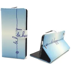 König Design Schutz Hülle für Wiko Highway Pure Be Happy Blau Tasche Cover + 1 Panzer Schutz Glas (Wiko Highway Pure), Smartphone Hülle, Blau