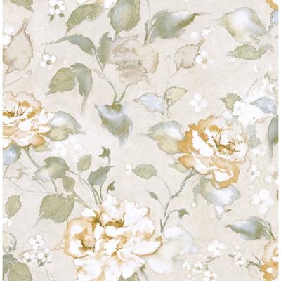 Seabrook Designs Carlene Watercolor Floral Unpasted Wallpaper