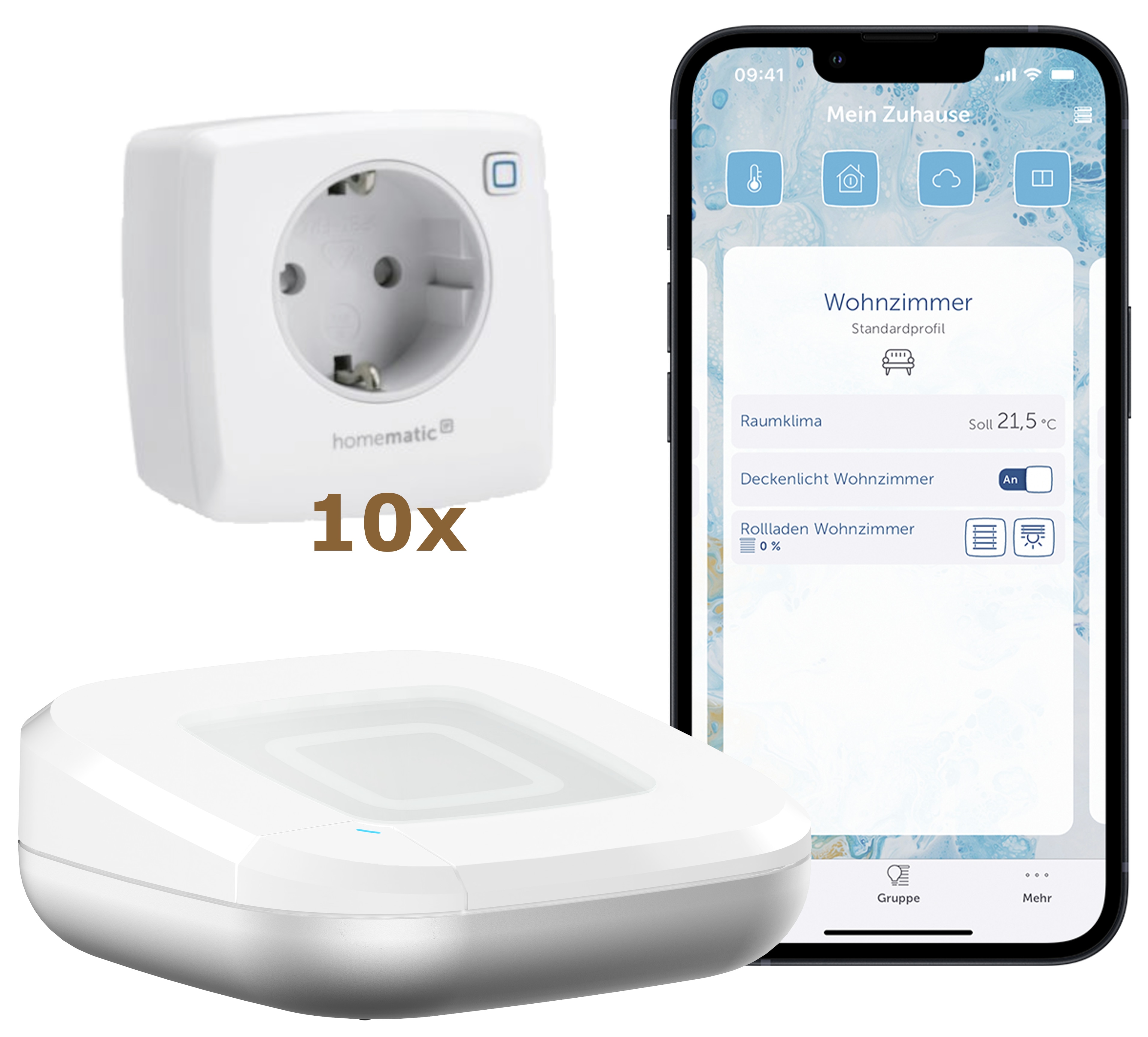 Homematic IP Starter Set, 10x Schaltsteckdose HMIP-PS2 & Access Point 2 weiss 10x HmIP-PS-2 + HmIP-HAP2