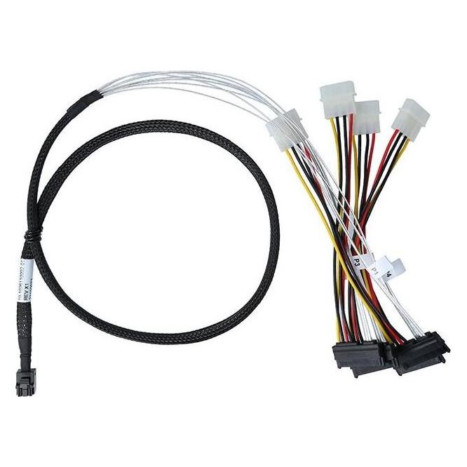 BlueOptics internes MiniSAS Hybrid Kabel SFF-8643/4x SFF-8482 mit Stromkabel 1 - Ka (100 cm) (BLIS4382-100CM)