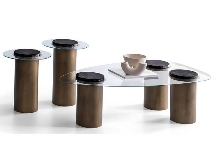 JVmoebel Couchtisch Luxuriöses Couchtisch-Set mit Glas- und Marmorplatten (Set), Made in Europa
