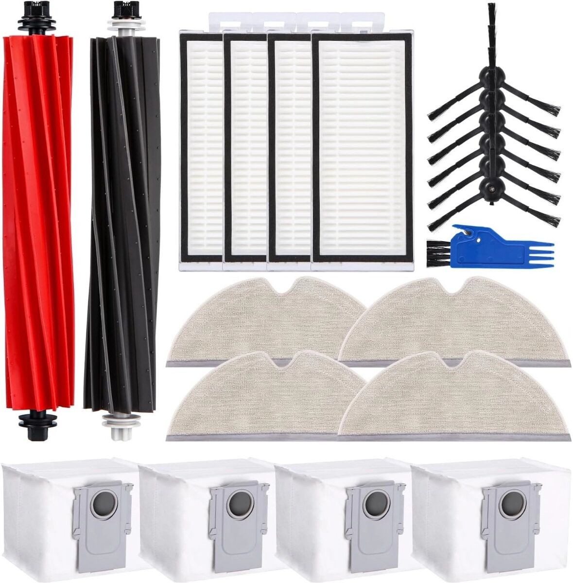 INF Ersatzzubehör-Set kompatibel mit Roborock Q8 Max+/Q8 Max/Q5 Pro+/Q5 Pro – Komplett: Hauptbürsten, HEPA-Filter,