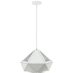 Pendelleuchte Hängelampe Wohnzimmerlampe Kristalloptik Weiß Metall H 18 cm