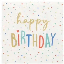 Papstar Servietten mit Motiv Happy Birthday 3-lagig 20 Stück mehrfarbig, 33x33 cm
