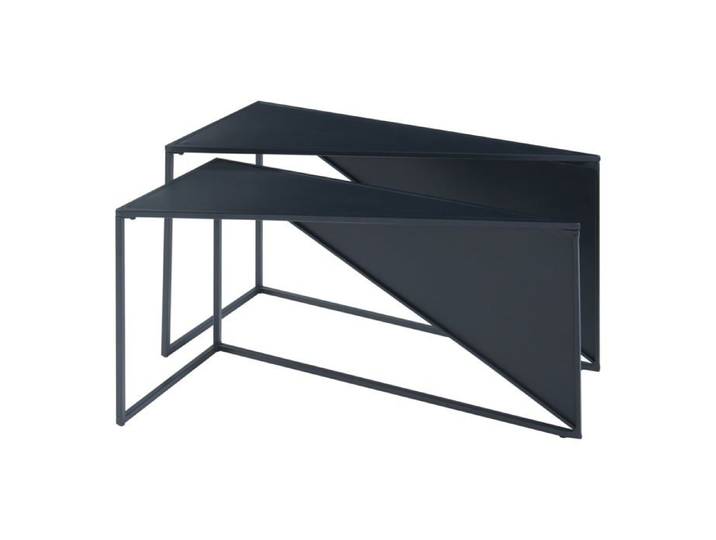 Set de 2 tables basses gigognes - HELLOSHOP26 - Métal noir - Design intemporel - Montage facile - Polyvalentes