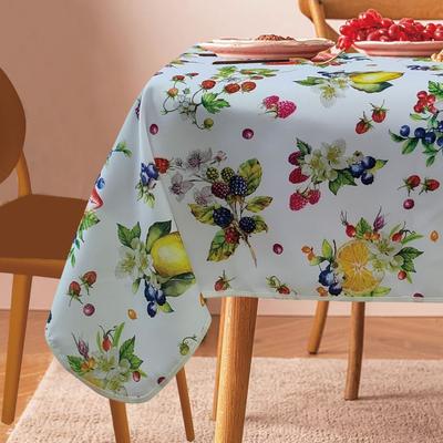 Violet Linen European Floral Botanical Berries Fruits Strawberry Pattern Tablecloths