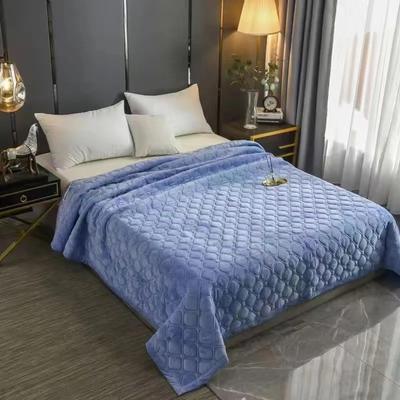 Uplift Treasures Soft Velvet Quilted Bedspread Blanket 270x230cm blue 90.55 90.55 In