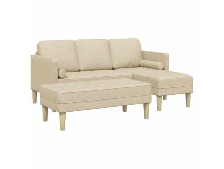 Todiikf Sofagarnitur 2-teilig Modulares L-Form Ecksofa 5-Sitzer Creme Flexibles Polstermöbel Set mit Hocker für das Wohnzimmer, atmungsaktiver Stoff und stabiler Holzwerkstoff-Rahmen.