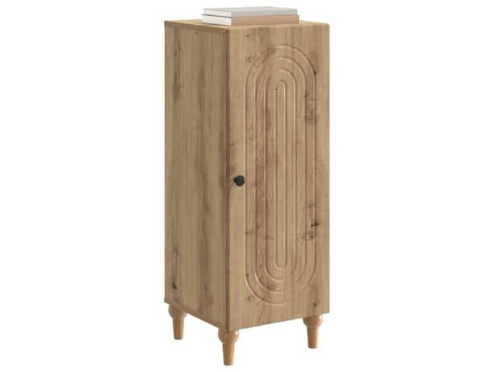 KTHLBRH Anrichte aus Holz, 33 x 34,5 x 90 cm, Eiche handwerklich Scharniertür 90°, 2 Einlegeböden innen, Metallgriffe, max. Belastung 60 kg