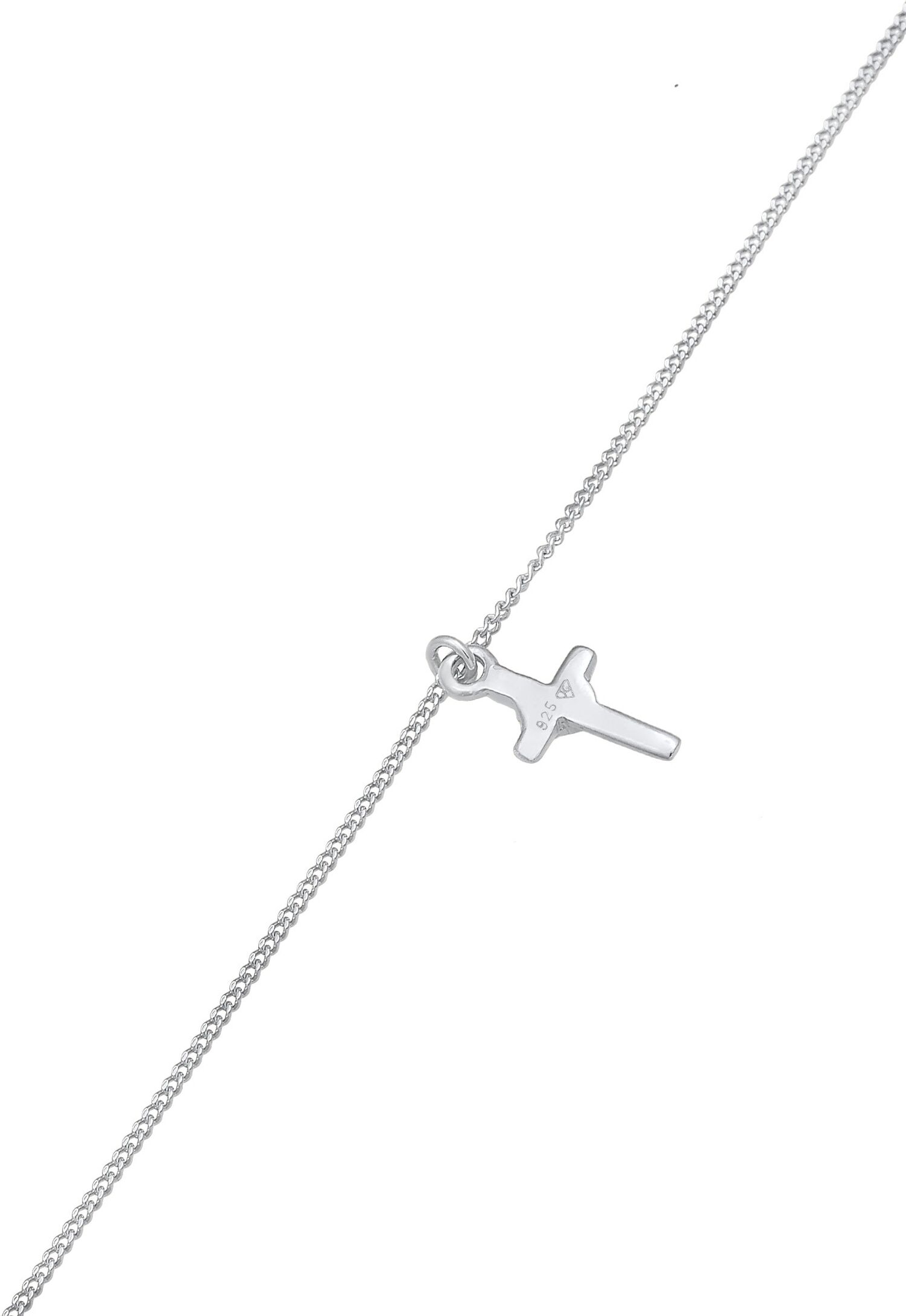 Choker ELLI "Halskette Choker Kreuz Kristalle 925er Silber" Gr. 36, silber, Halsketten, Damen, mit Steinen, Silber 925 (Sterlingsilber), Choker