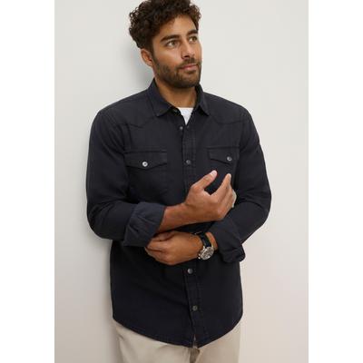 Jeanshemd ARIZONA, Herren, Gr. 49/50, N-Gr, schwarz (schwarz washed), Denim/Jeans, Obermaterial: 100% Baumwolle, unifarben, Basic, Basic schmal normal, Ärmel mit Ärmelschlitz Manschette, Hemden Jeanshemd, schmale Passform, Langarm mit Ärmelschlitz...
