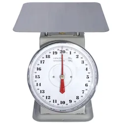 Contacto Küchenwaage grau lackiertes Stahlgehäuse, Wägeplattform aus Edelstahl 18/0,  Nutzlast bis 20 kg, skaliert in 100 g-Schritten,