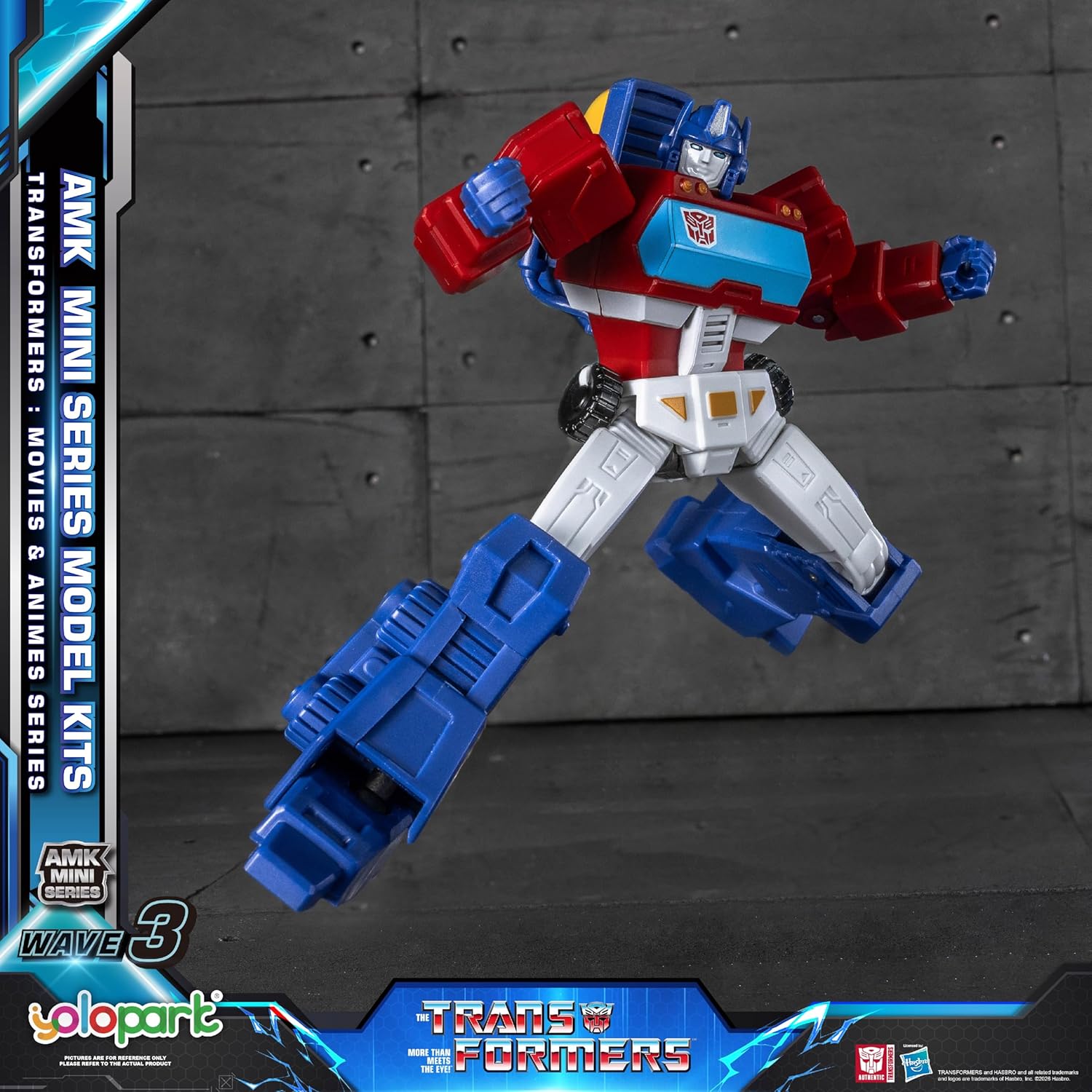 Yolopark Transformers AMK Mini Wave 3 IDW Orion Pax Model Kit, 12 cm tall, Red, Blue, White, Pre-Coloured, Articulated Robot Model