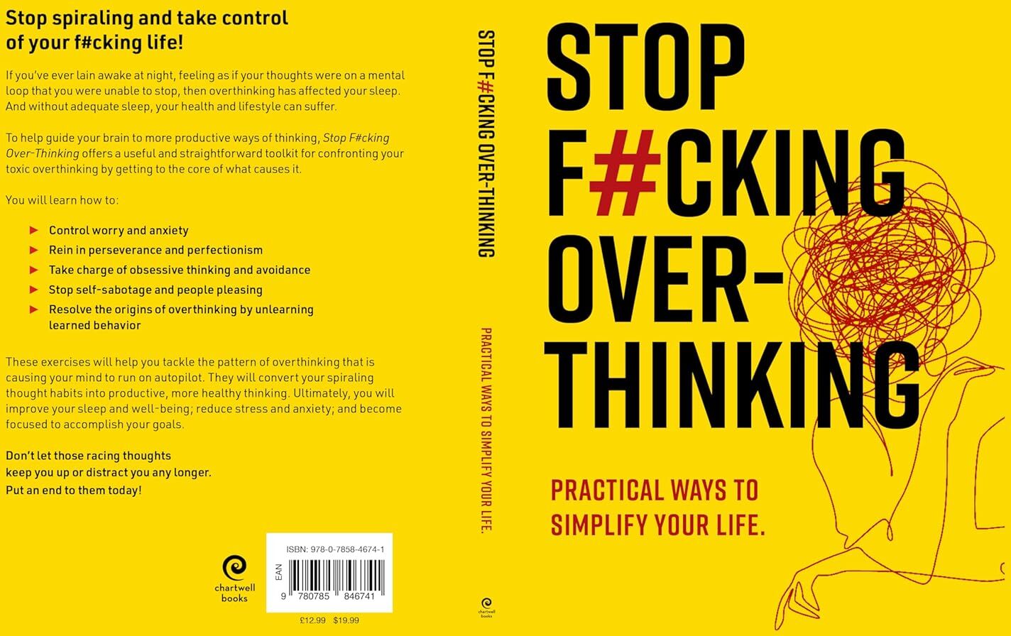 Stop F*cking Overthinking by Editors of Chartwell Books - Paperback Self-Help Workbook - Adult - Writing Prompts & Exercises to Quiet Overthinking
