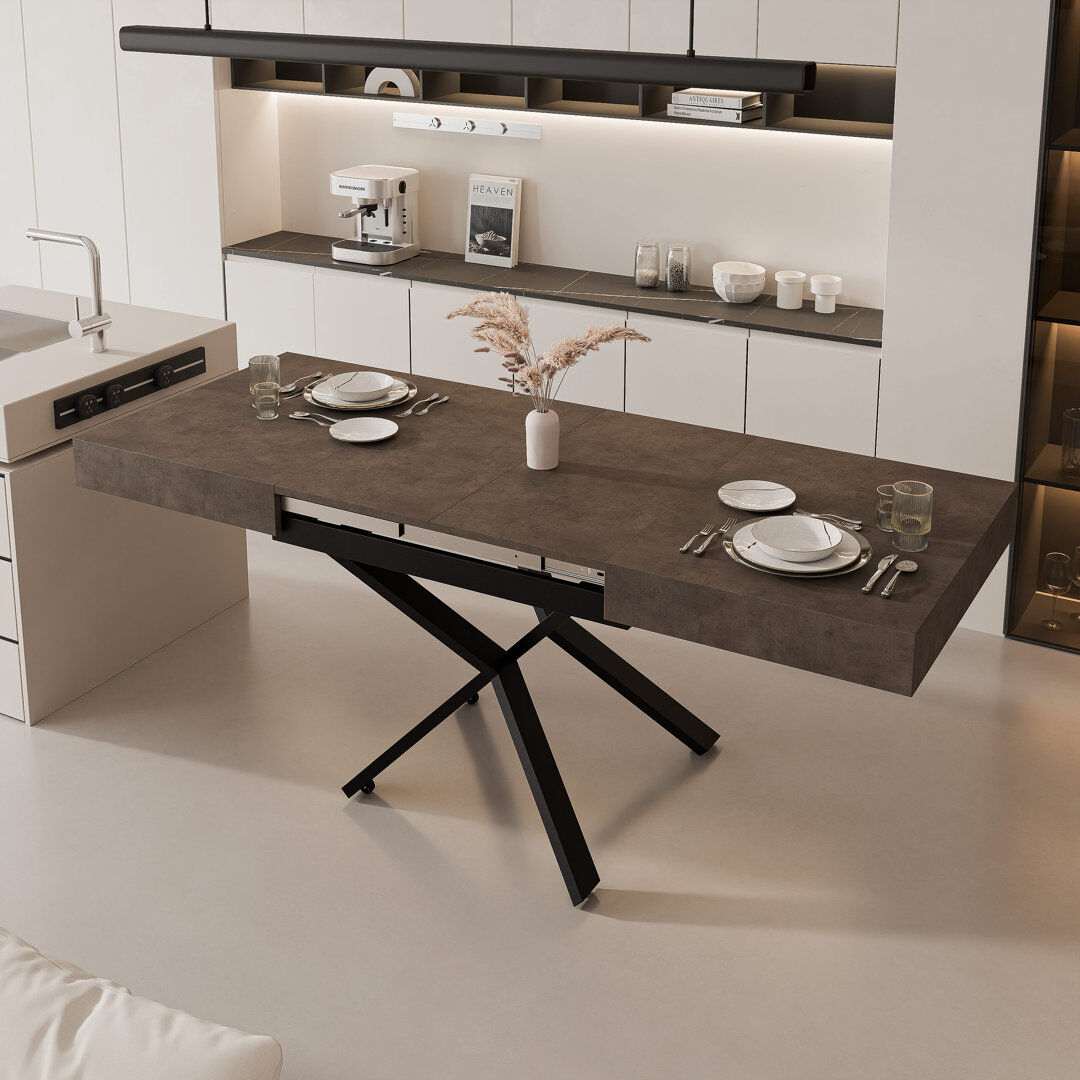 Idohome Extendable Rectangular Dining Table Dark Grey