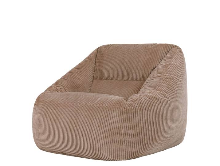 Pouf poire fauteuil velours côtelé brun moka