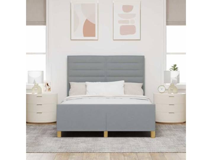 KTHLBRH Bettgestell hellgrau 160 x 200 cm Stoff Einfaches Design, robuste Konstruktion, ohne Laufgitter, für Schlafzimmer