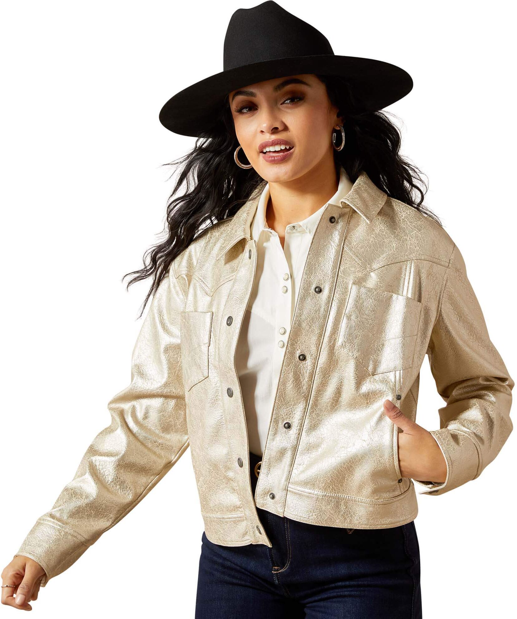Women's Cropped Jacket in Gold, Size: XL by Ariat