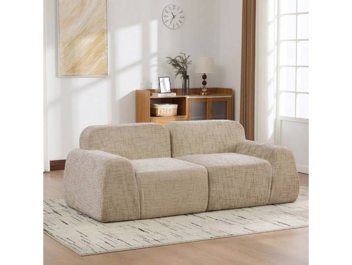 Canapé modulable EVRYAE - sans montage structure compressée et base antidérapante - Chenille - Khaki