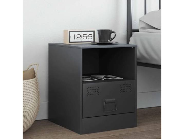 HEFZGDB Nachttisch Anthrazit 34,5x39x44 cm Stahl Gestell mit Griff und Stauraum für Bücher, Stabiles Kaltgewalzter Stahl Design, Pflegeleichtes Möbelstück für Wohnzimmer Schlafzimmer