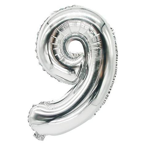 Papstar Folienballon Ziffer: 9, silber (1x) (86839)