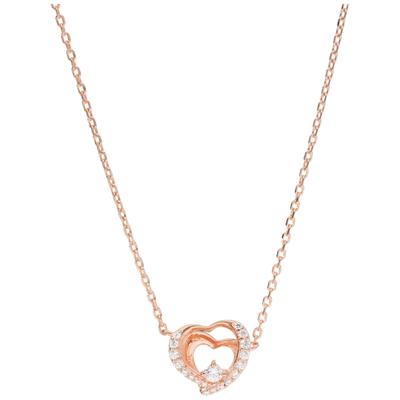 Collier SMART JEWEL "Herz mit Zirkonia, rosé vergoldet, Silber 925", rosa (rosé vergoldet), Halsketten, Damen, 47cm, Silber 925 (Sterlingsilber), Collier