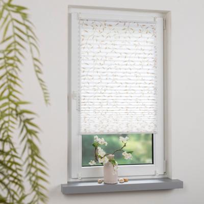Plissee LIEDECO "Klemmfix-Plissee verspannt, Druck Blätter", beige (weiß, beige), B:65cm H:130cm, Plissees, Bedrucktes Plissee mit Blattmotiv