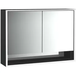 emco loft Lichtspiegelschrank mit Unterfach, 1000mm, 2 Türen, Aufputzmodell, schwarz/spiegel, 979813512, Ausführung: 2 Türen