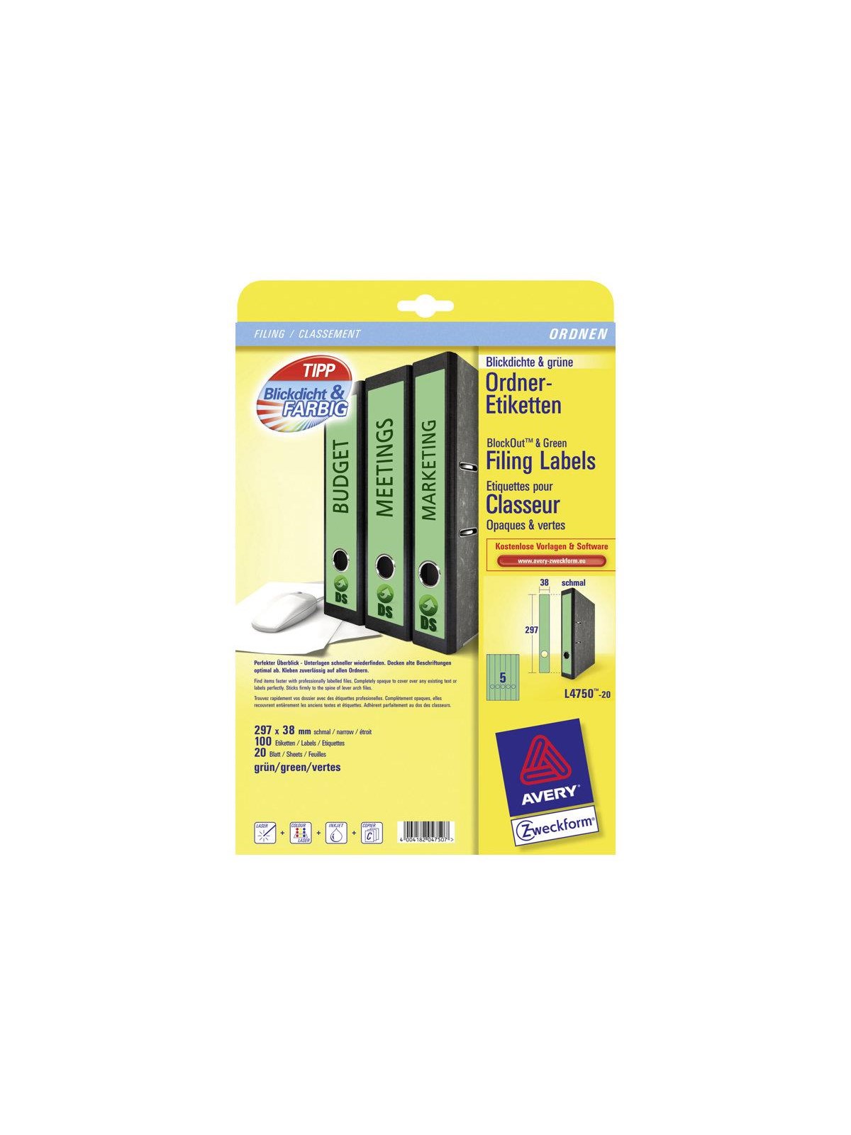 Avery L4750 - file folder labels - 100 pcs. - 38 x 297 mm