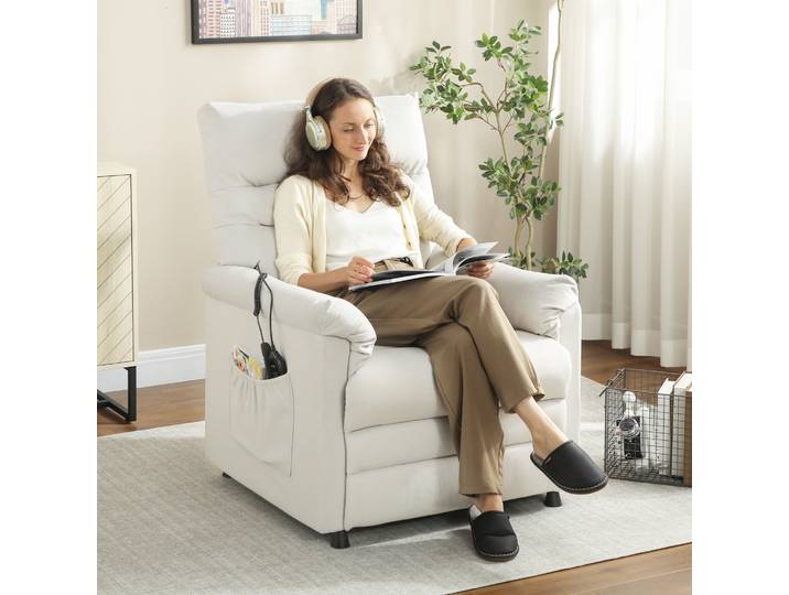 HOMCOM Fauteuil Relax Massant Chauffant Inclinable Crème 82x99x106cm