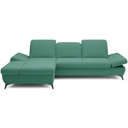 ECKSOFA FELICE L-S Grün Geflochtener Stoff mit Schlaffunktion