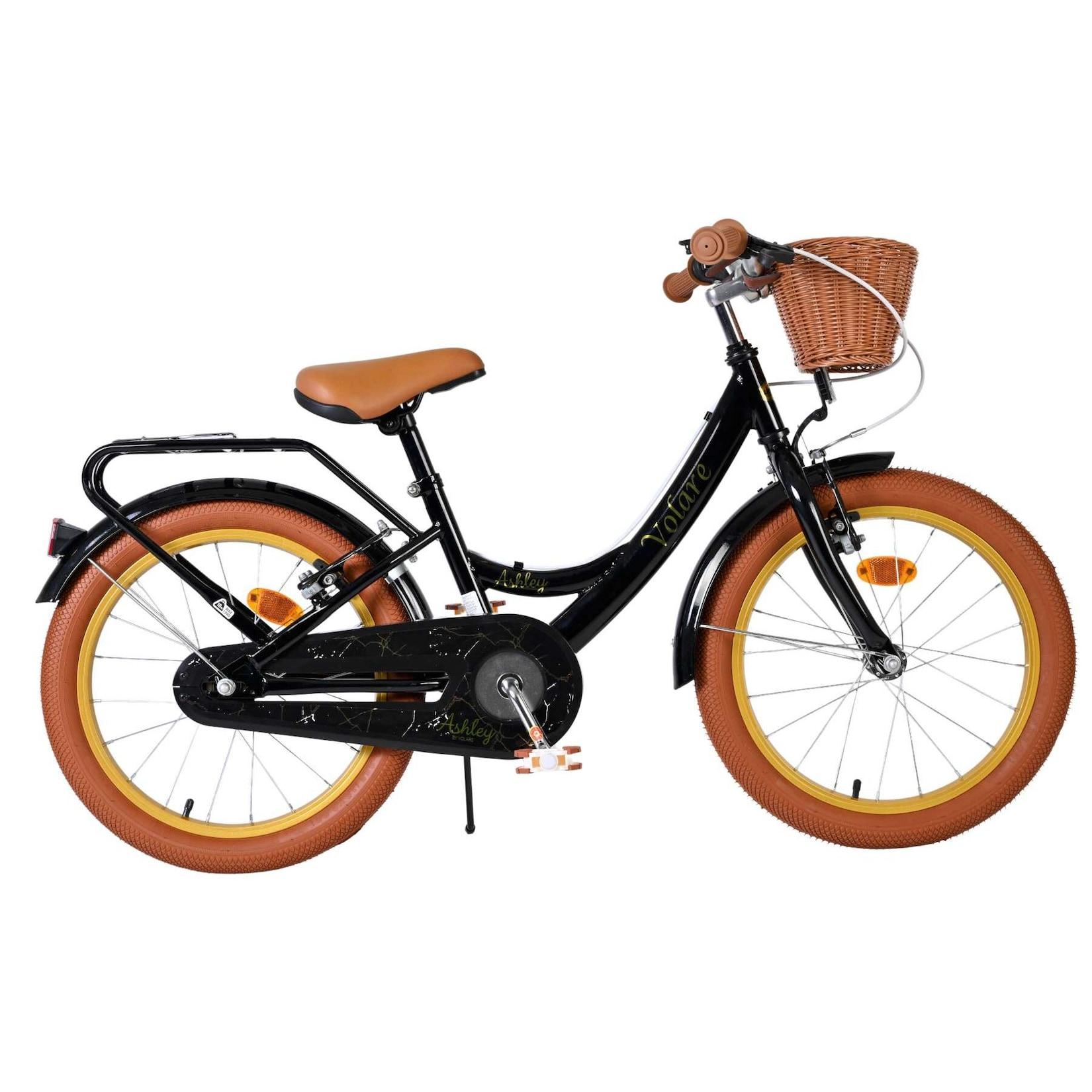 Volare Kinderfahrrad Ashley für Mädchen 18 Zoll Kinderrad in Schwarz, Zwei Handbremsen