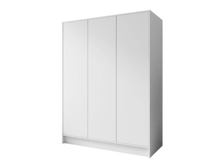 Beautysofa Drehtürenschrank Gava mit drei, glatten Türen, Weiß, 150x200x51 cm, Schlafzimmer, Kleiderschränke, Drehtürenschränke