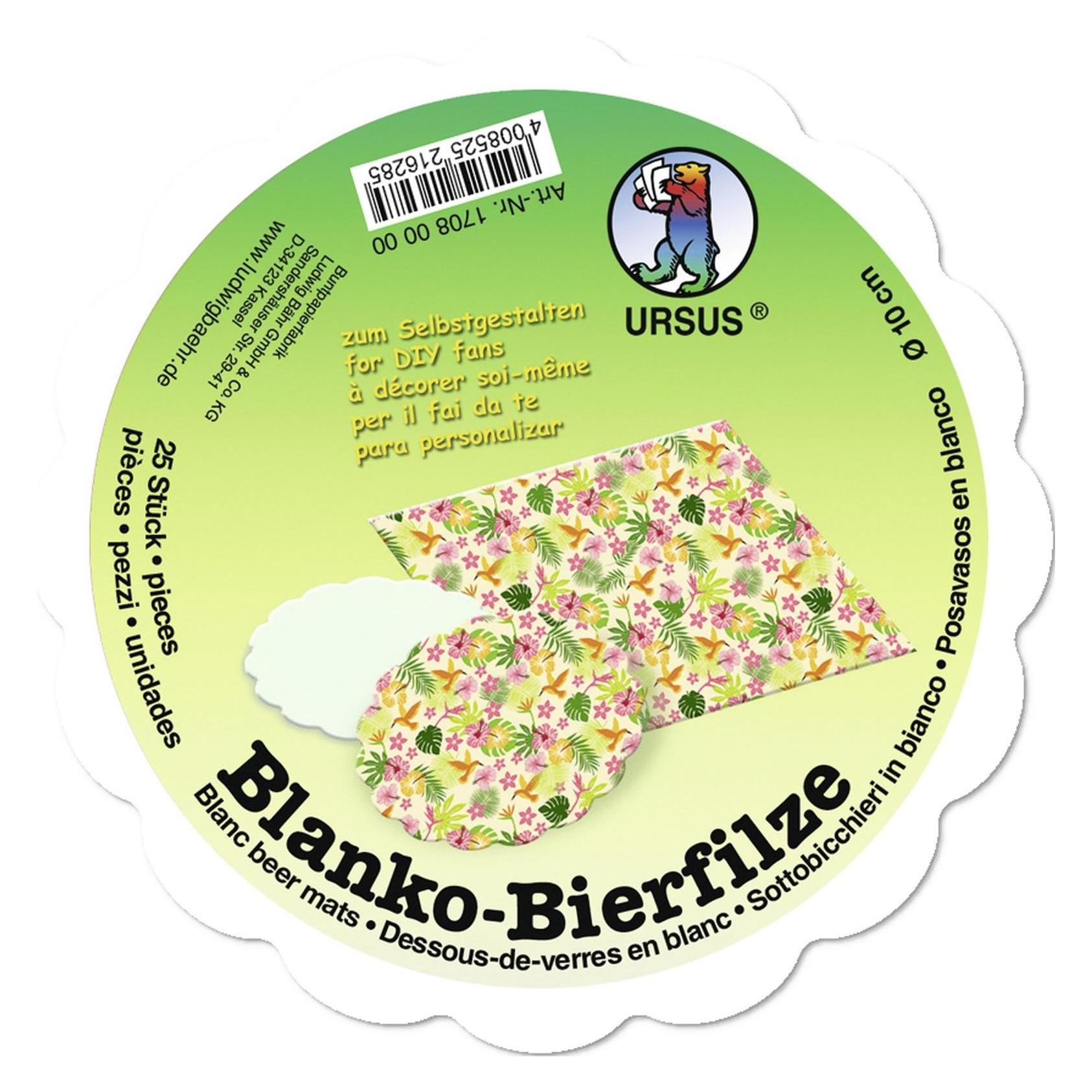 Ursus Bierfilze blanko 10cm mit Wellenrand VE=25 stück weiss (17080000)