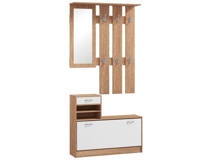 Ensemble de meubles d'entrée design blanc effet bois