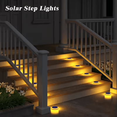 Inspire Curations 6 Pack Blue Solar Driveway Lights IP68 Waterproof Deck And Dock Lights warm White