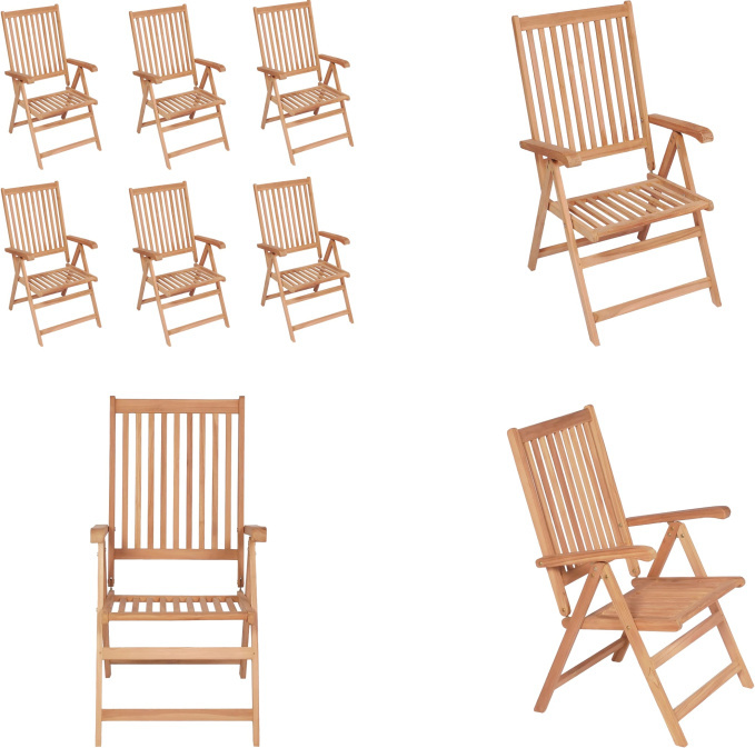 vidaXL Verstellbare Gartenstühle 6 Stk. Massivholz Teak - Gartenstuhl - Gartenstühle - Gartensessel - Klappstuhl