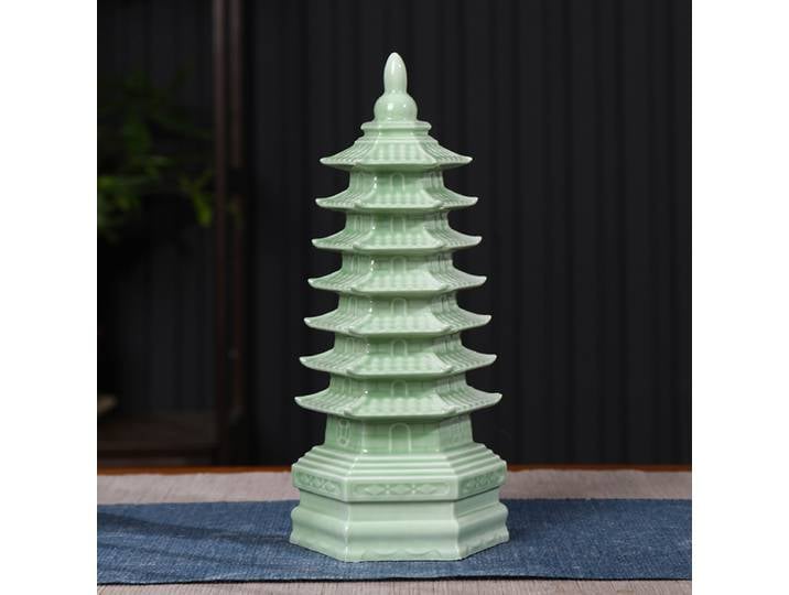 Pagode chinoise en céramique à sept étages, artisanat, décorations pour la maison, ornements de bureau Feng Shui, statue