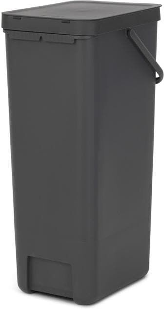 Biomülleimer BRABANTIA "Sort & Go", grau (dunkelgrau), B:26,7cm H:34,1cm T:62cm, Kunststoff, Mülleimer, Biomülleimer dunkelgrau B/H/T: 26,7cm x 34,1cm x 62cm, 40 l