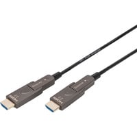 HDMI / Micro HDMI AOC Hybrid Glasfaserkabel, UHD 4K schwarz, 15 Meter, abnehmbare Stecker