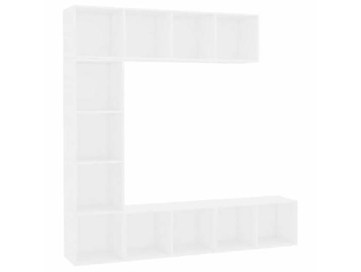 KGFHERENB 3-TLG. TV-Schrank & Bücherregal Set Weiß 180x30x180 cm Elegante Wohnwand für das Wohnzimmer: Vielseitiges Set aus Lowboard, Regal und Hängeschrank mit 12 Fächern für Ordnung.