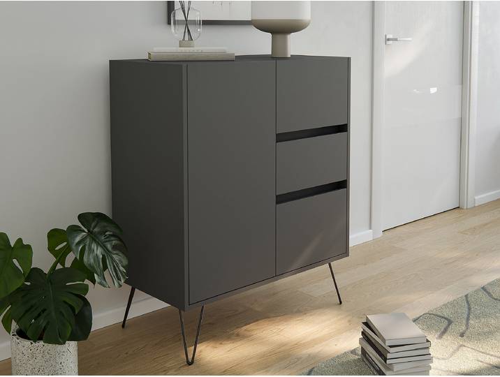 Commode Industrial 79 x 94cm Gris/Graphite