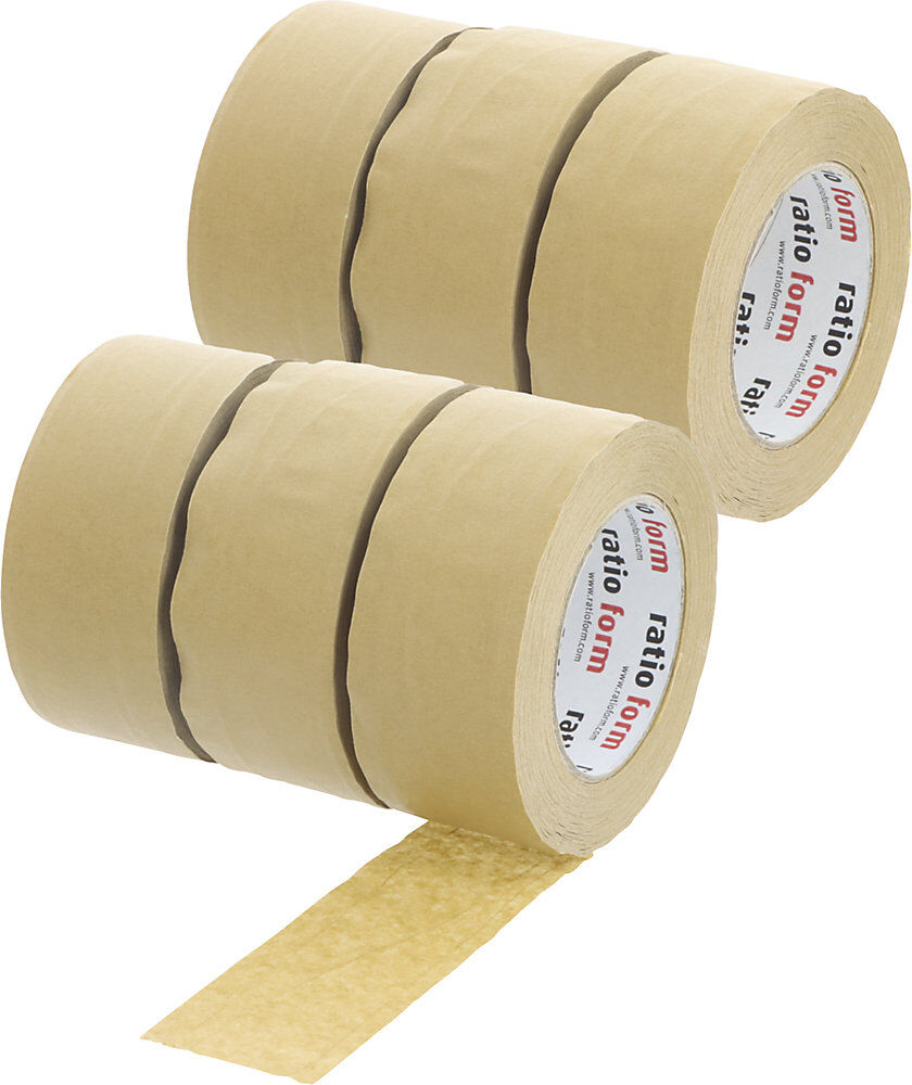 ratioform Papier-Packband E-Commerce, mit Naturfaden, Naturkautschuk, Bandbreite 50 mm, VE 6 Stk à 50 m