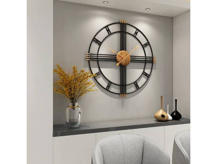 Horloge murale simple en fer forgé, 80cm, style européen, horloges de salon, mode créative, maison muette, horloge décorative moderne