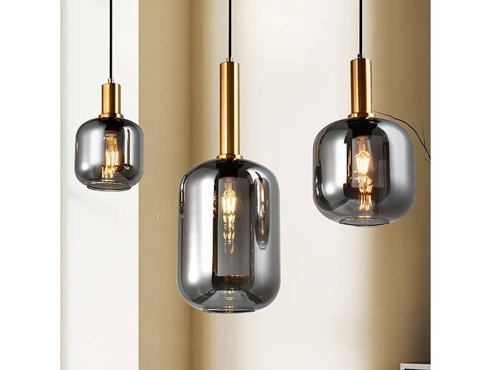 Suspension Fumo 3 ampoule 82 x 150 x 22cm Noir Verre coloré Fer verni E27